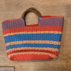 Colorful Striped Woven Tote Bag